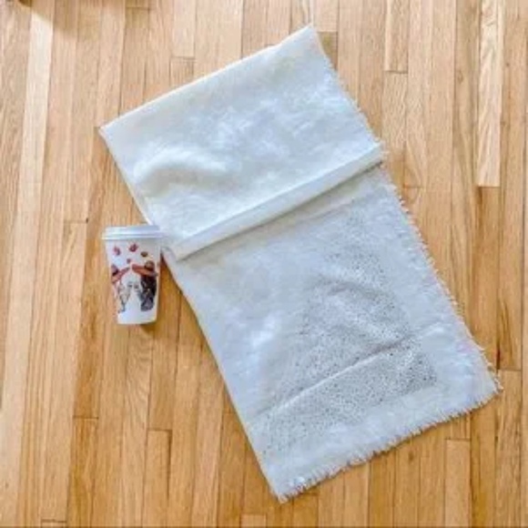 Old Navy Ivory Embellished Gauze Raw Hem Scarf Lightweight One Size - Picture 6 of 9